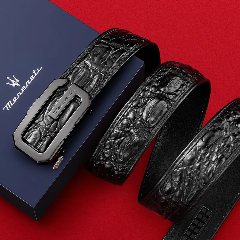 Maserati Farmed Crocodile Leather Belts Men's Width  3.5cm-5
