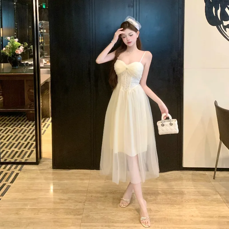 Mu Xiao Xin Slip Dresses Women's White-2