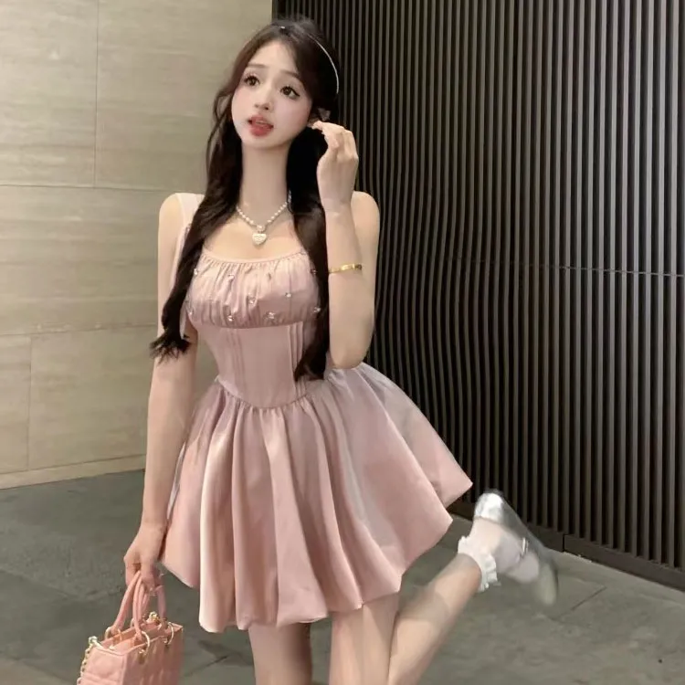 Mu Xiao Xin Slip Dresses Women's First Cherry Blossom Pink-2