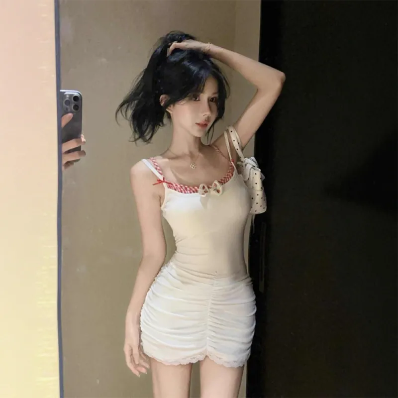 Mu Xiao Xin Slip Dresses Women's White-2