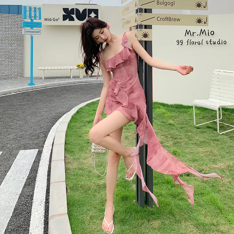 Mu Xiao Xin Slip Dresses Women's Pink-5