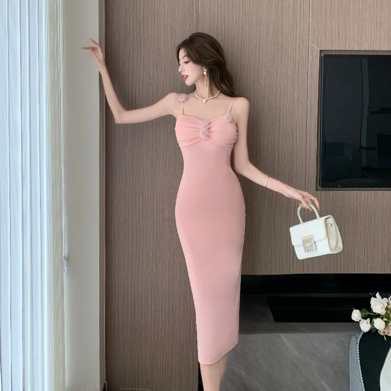Mu Xiao Xin Slip Dresses Women's Pink-3