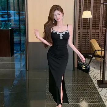 Mu Xiao Xin Slip Dresses Women's Black
