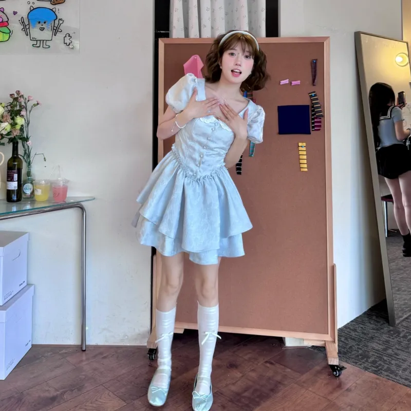 Mu Xiao Xin Short Sleeved Dress Women's-2