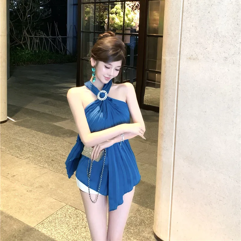 Mu Xiao Xin Slip Dresses Women's Lake Blue-4