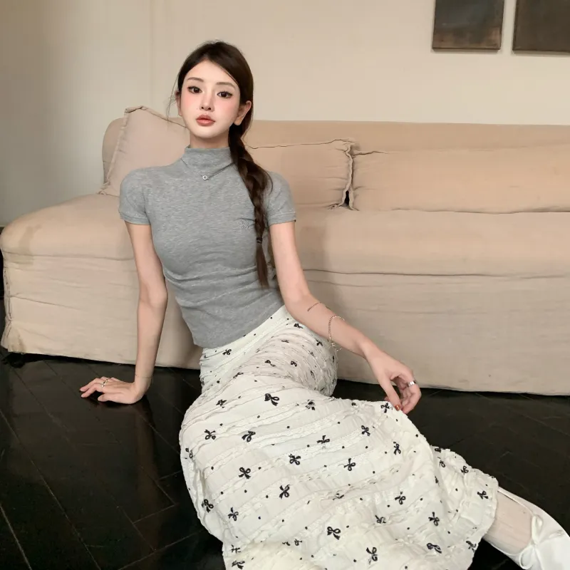 Mu Xiao Xin Casual Long Skirt Women's Ecru-2