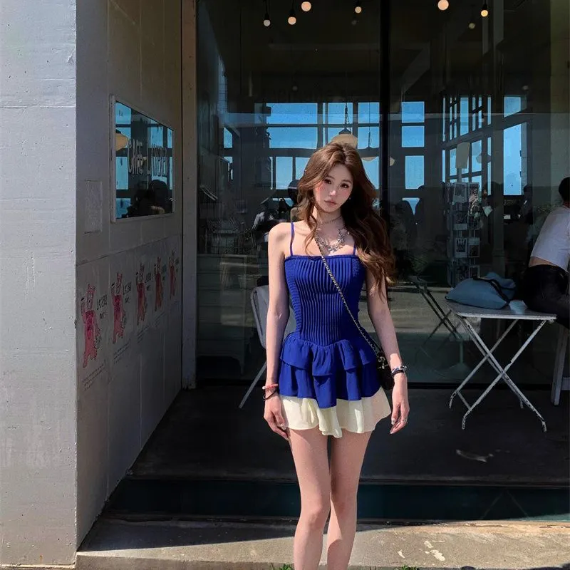 Mu Xiao Xin Slip Dresses Women's Blue-6