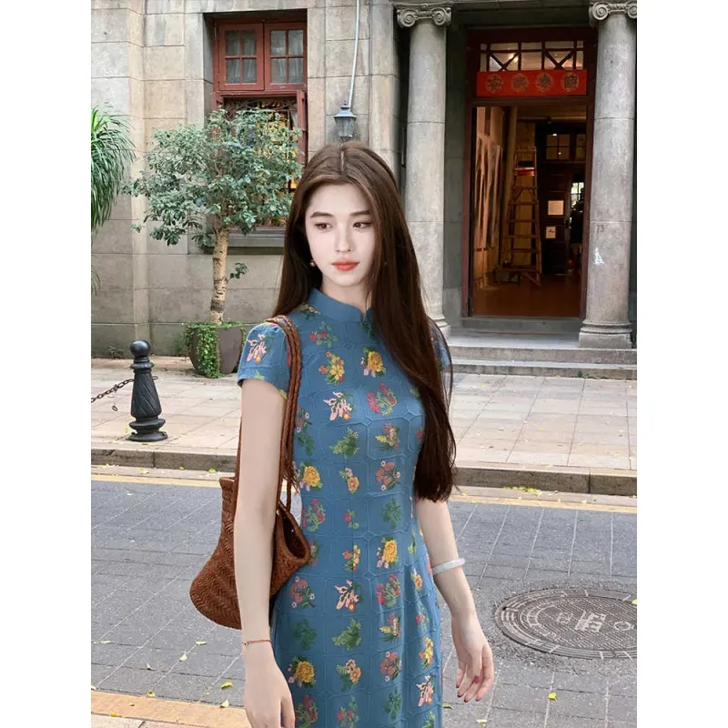 Mu Xiao Xin Cheongsams Women's Navy Blue-2