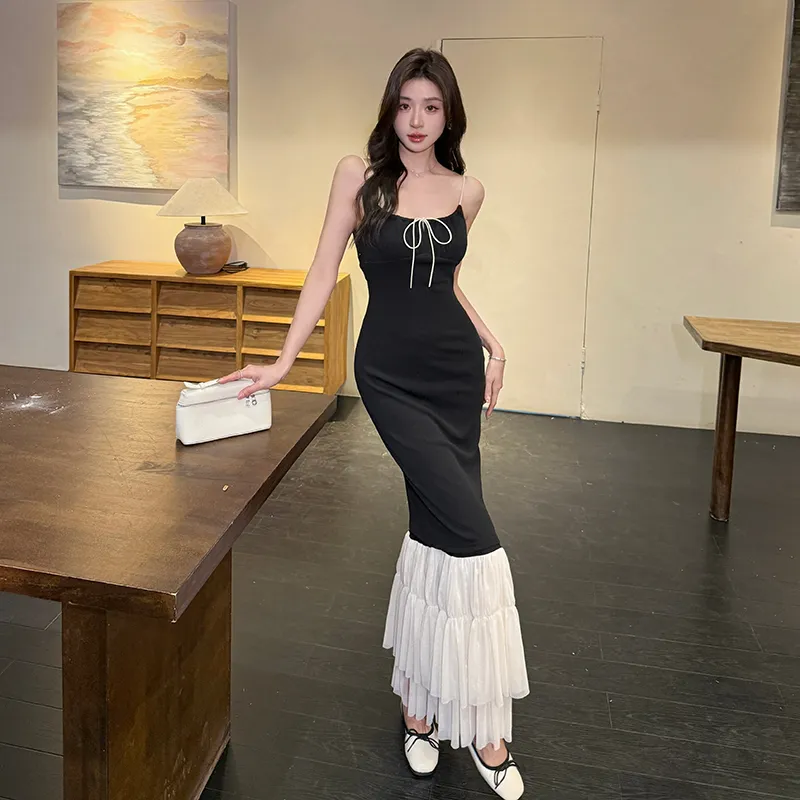 Mu Xiao Xin Slip Dresses Women's Black-2