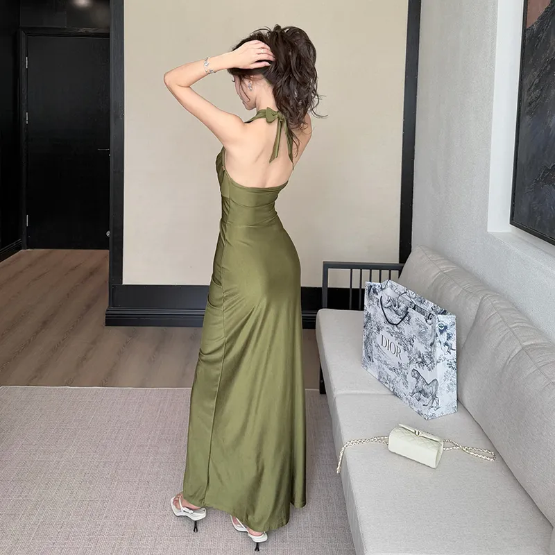 Mu Xiao Xin Slip Dresses Women's Green-1