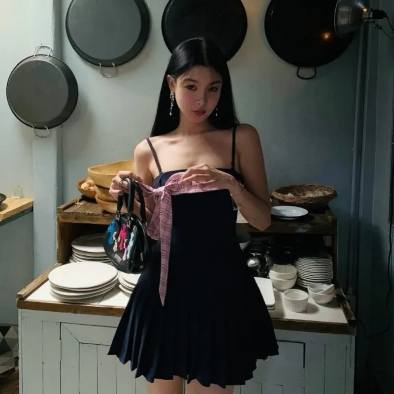 Mu Xiao Xin Slip Dresses Women's Navy Blue-2