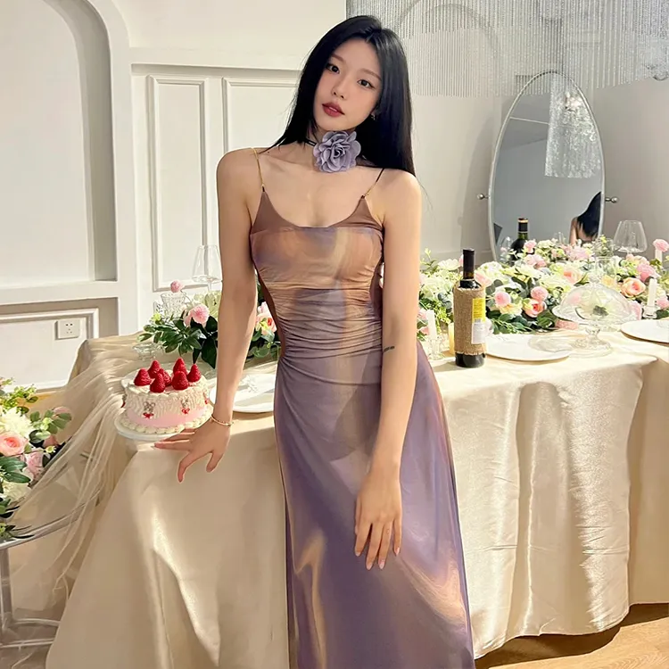 Mu Xiao Xin Slip Dresses Women's Purple-4