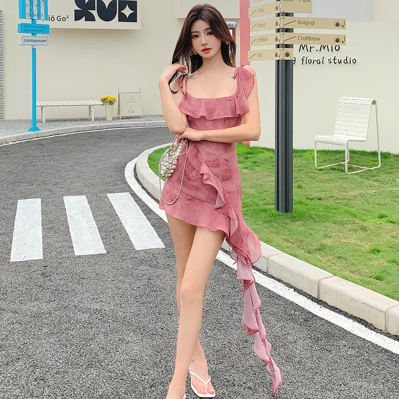 Mu Xiao Xin Slip Dresses Women's Pink-3