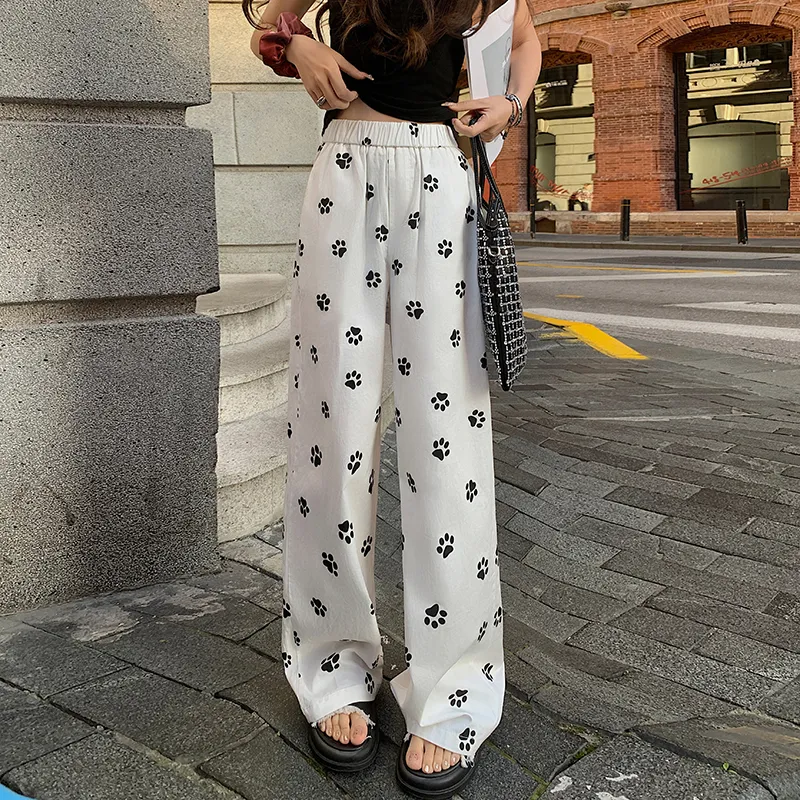 Mu Xiao Xin Casual Pants Women's Dog Claw Print-2