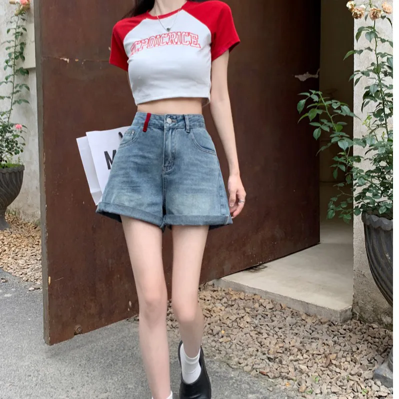 Mu Xiao Xin Denim Shorts Women's-4
