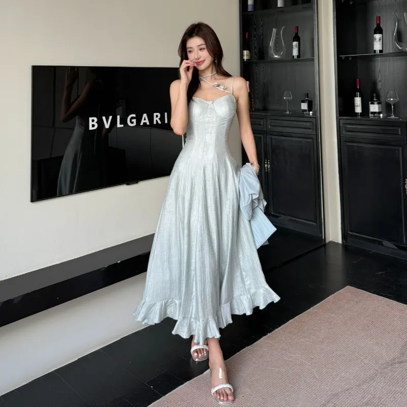 Mu Xiao Xin Slip Dresses Women's Light Blue-5