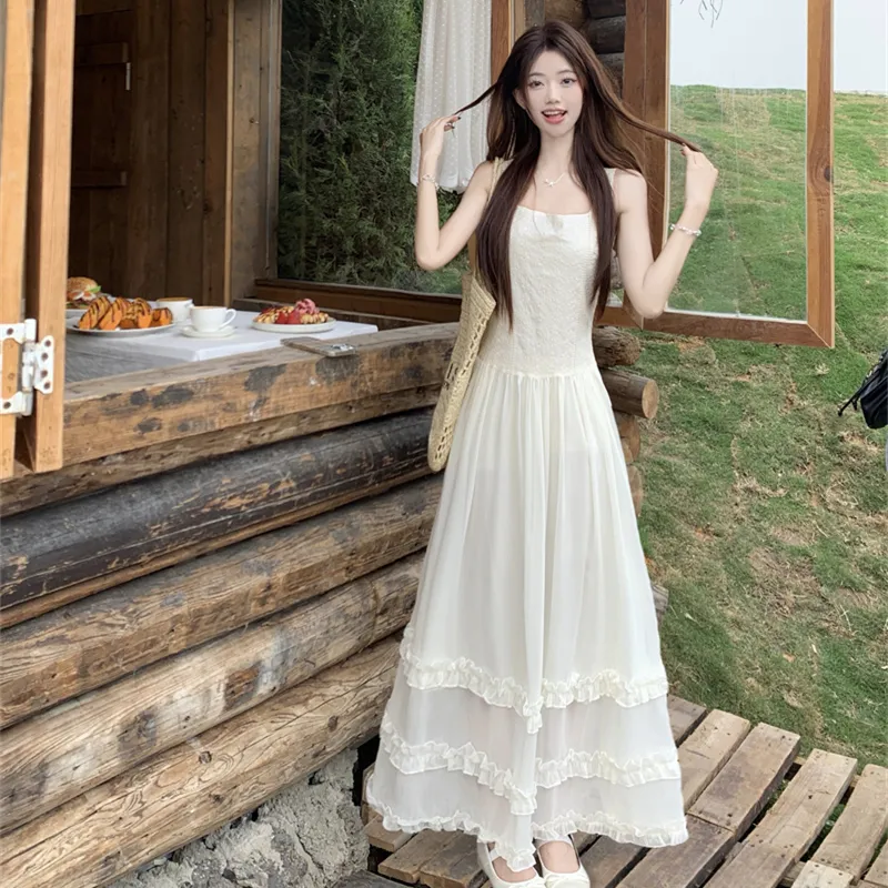 Mu Xiao Xin Slip Dresses Women's Apricot-2