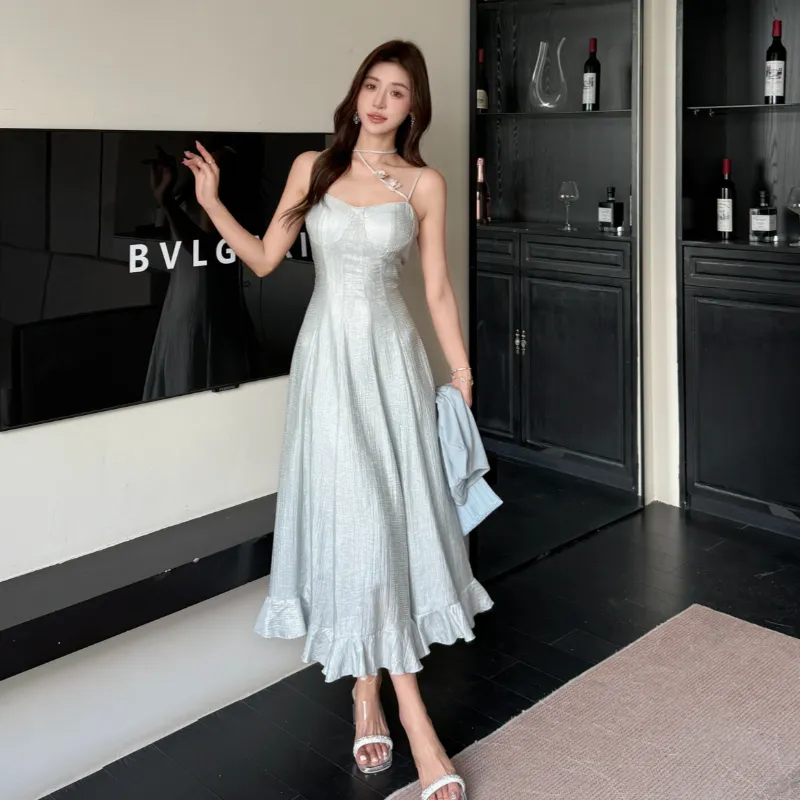 Mu Xiao Xin Slip Dresses Women's Light Blue-3