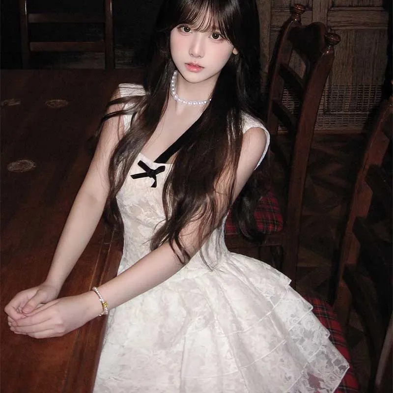 Mu Xiao Xin Slip Dresses Women's White-3