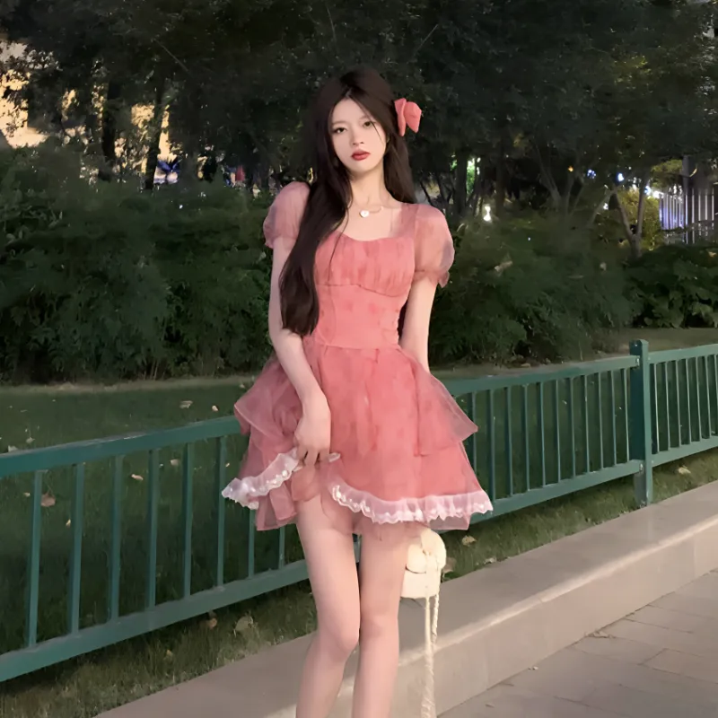 Mu Xiao Xin Short Sleeved Dress Women's-3