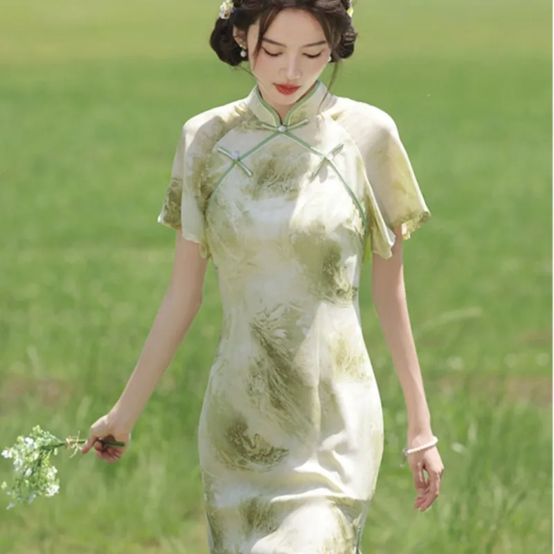 Mu Xiao Xin Cheongsams Women's Green-1