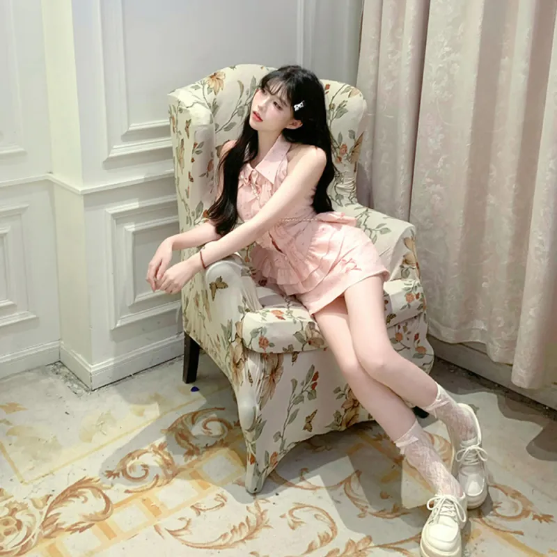 Mu Xiao Xin Skirt Set Women's Pink-3
