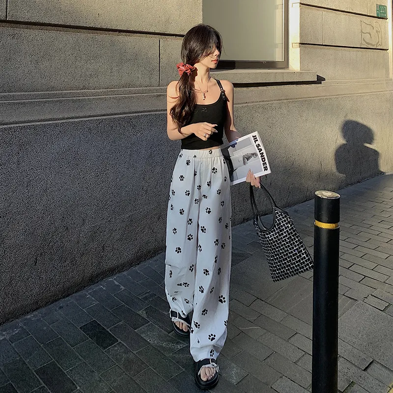 Mu Xiao Xin Casual Pants Women's Dog Claw Print-13
