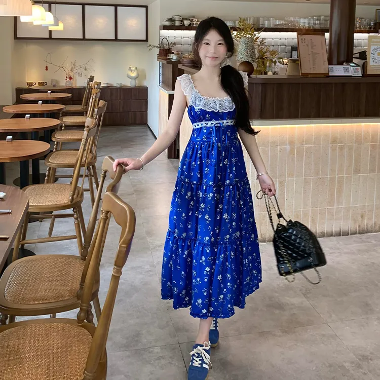 Mu Xiao Xin Slip Dresses Women's Blue-2