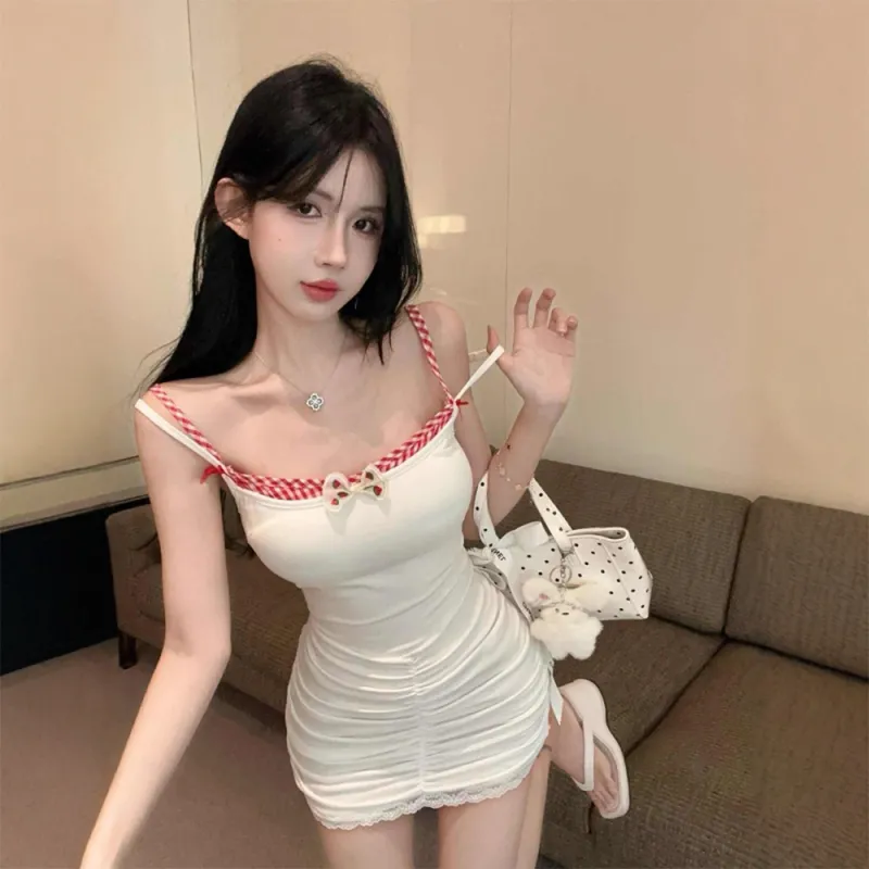Mu Xiao Xin Slip Dresses Women's White-1