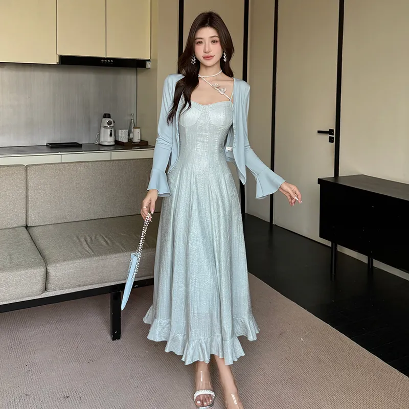 Mu Xiao Xin Slip Dresses Women's Light Blue-4