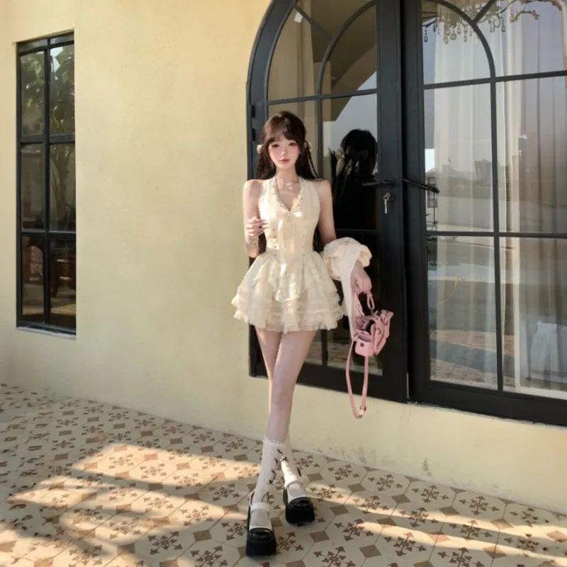 Mu Xiao Xin Slip Dresses Women's White-2