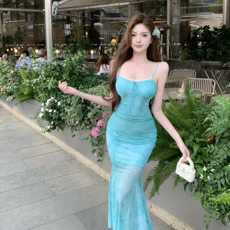 Mu Xiao Xin Slip Dresses Women's Green-4