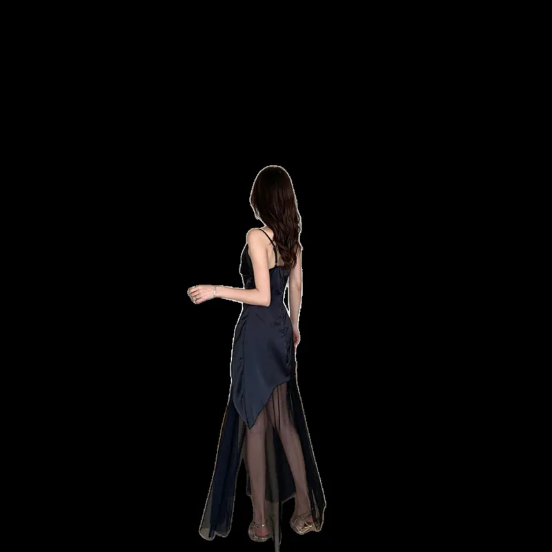 Mu Xiao Xin Slip Dresses Women's Black-1