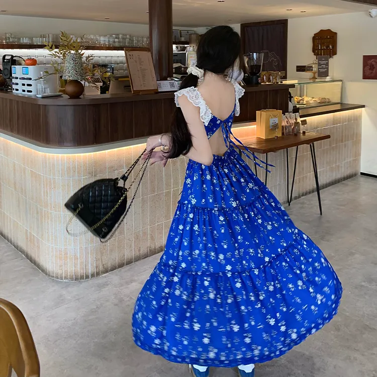 Mu Xiao Xin Slip Dresses Women's Blue-6