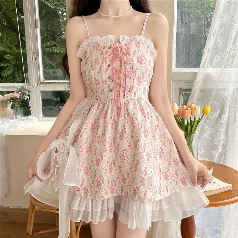 Mu Xiao Xin Slip Dress Women's Floral-3