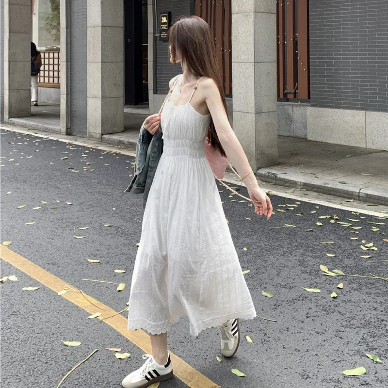Mu Xiao Xin Slip Dresses Women's White-2