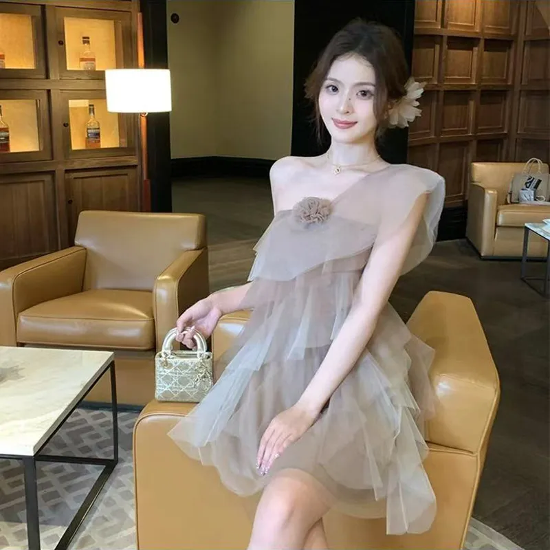 Mu Xiao Xin Slip Dresses Women's Coffee-2