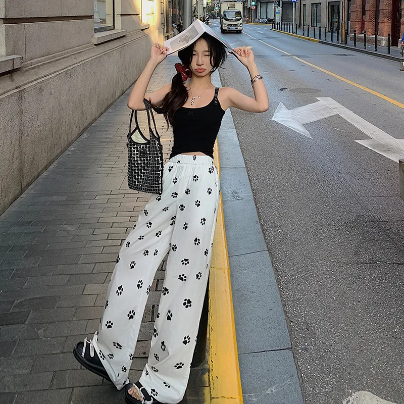 Mu Xiao Xin Casual Pants Women's Dog Claw Print-4