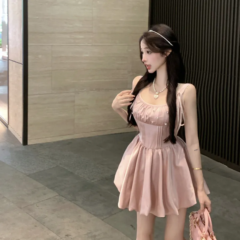 Mu Xiao Xin Slip Dresses Women's First Cherry Blossom Pink-6