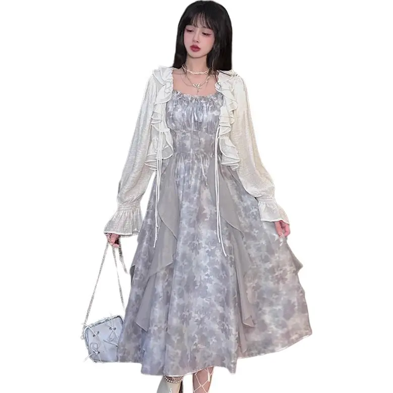 Mu Xiao Xin Slip Dresses Women's Two piece Sundress Set-1