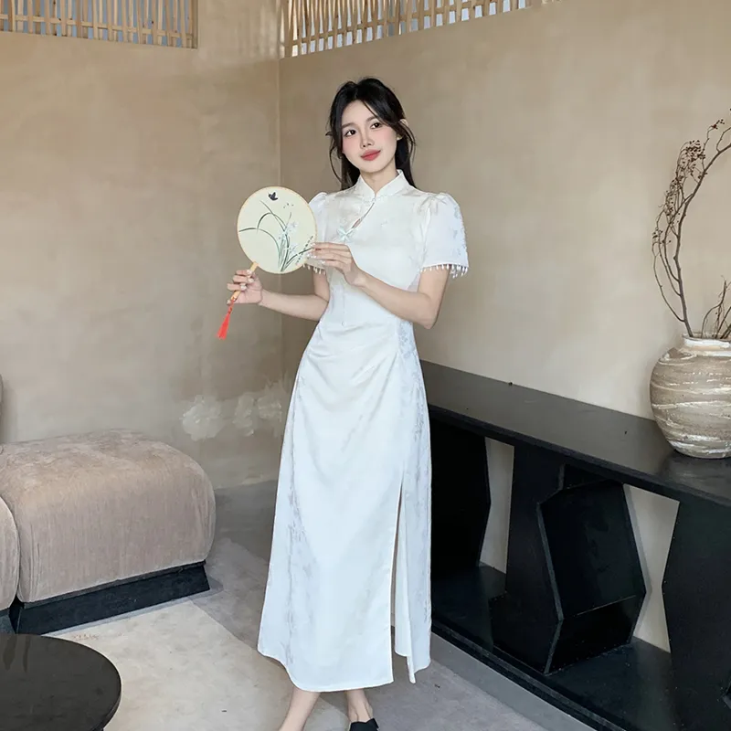 Mu Xiao Xin Short Sleeved Dress Women's Apricot-3