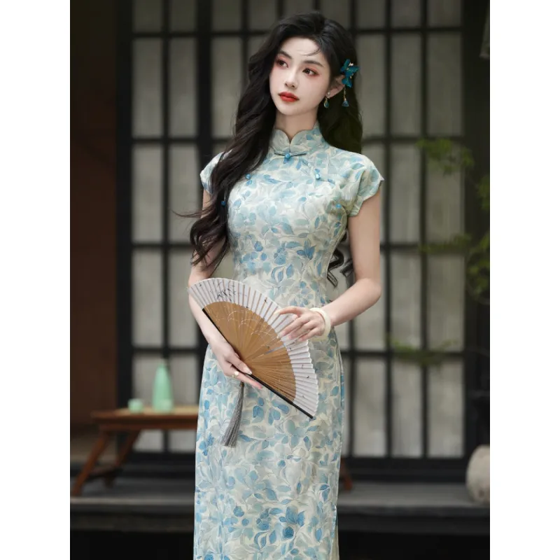 Mu Xiao Xin Cheongsams Women's Soft Blue-2