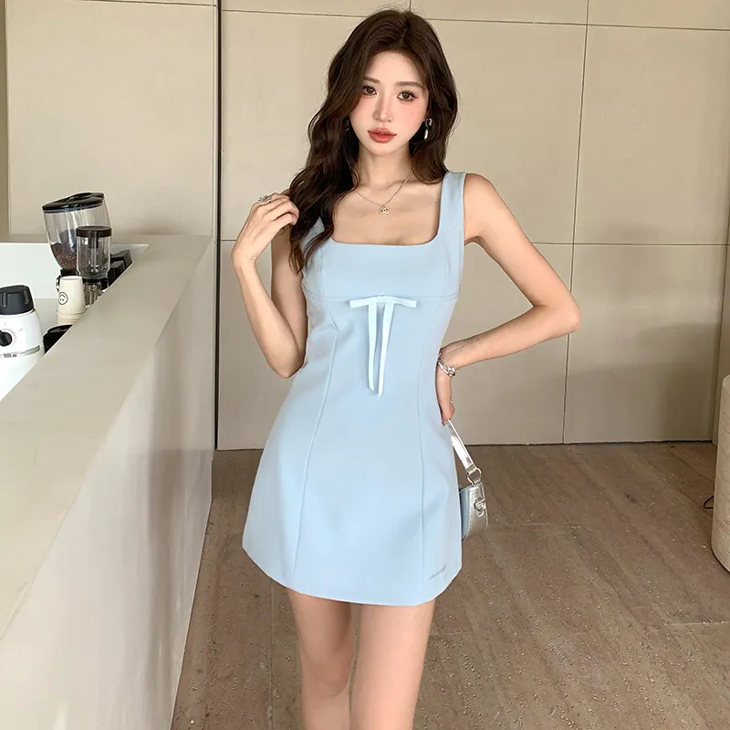 Mu Xiao Xin Slip Dresses Women's Light Blue-5