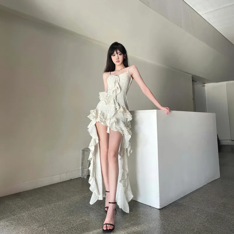 Mu Xiao Xin Slip Dresses Women's White-3