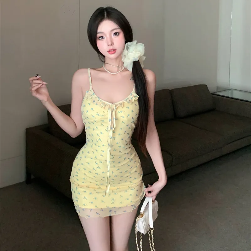 Mu Xiao Xin Slip Dresses Women's Yellow-5