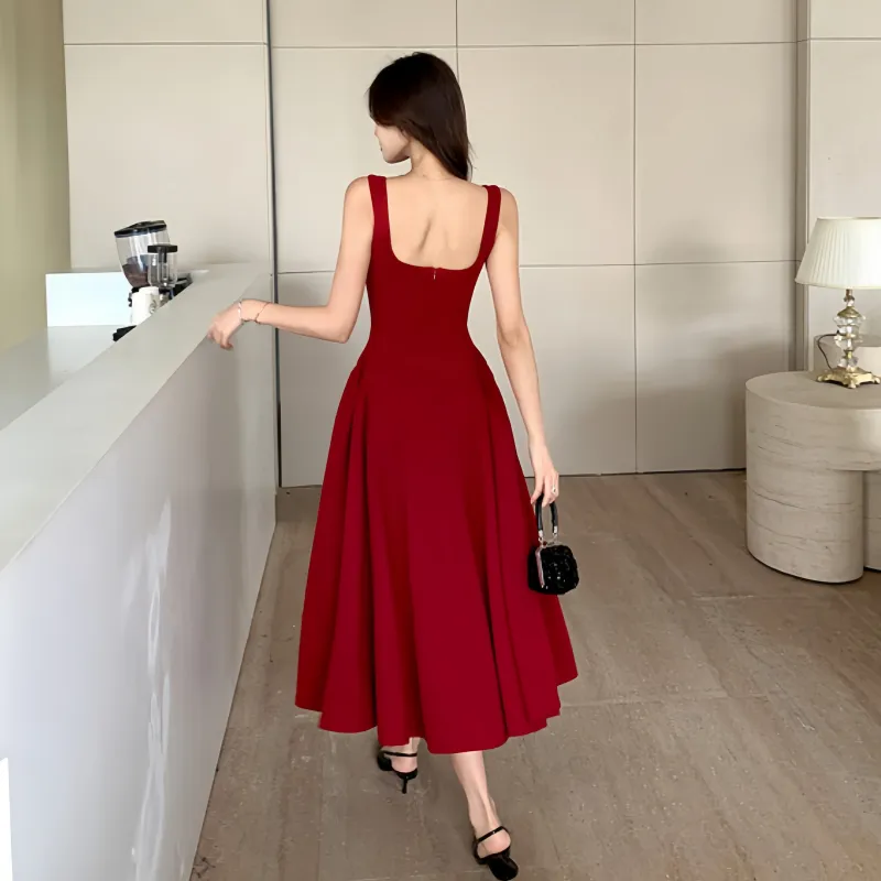 Mu Xiao Xin Slip Dresses Women's Burgundy-1