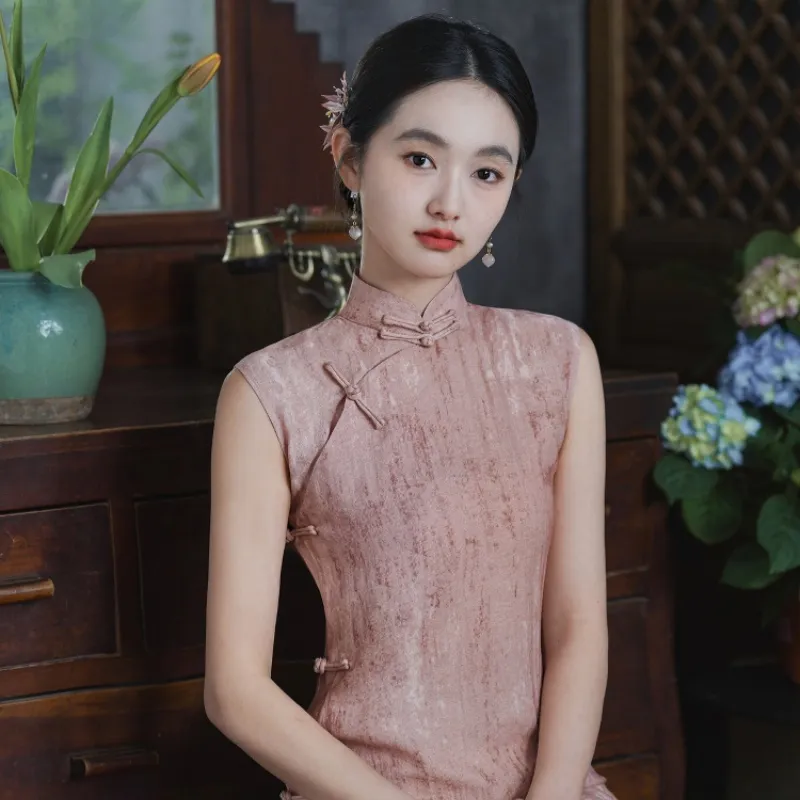 Mu Xiao Xin Cheongsams Women's Pink Cheongsam-1