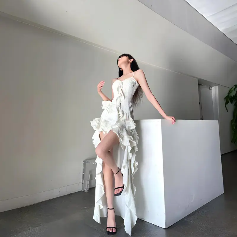 Mu Xiao Xin Slip Dresses Women's White-2