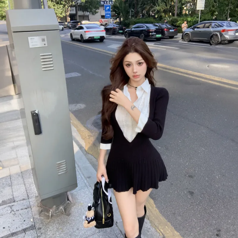 Mu Xiao Xin Long Sleeved Dress Women's Black-5