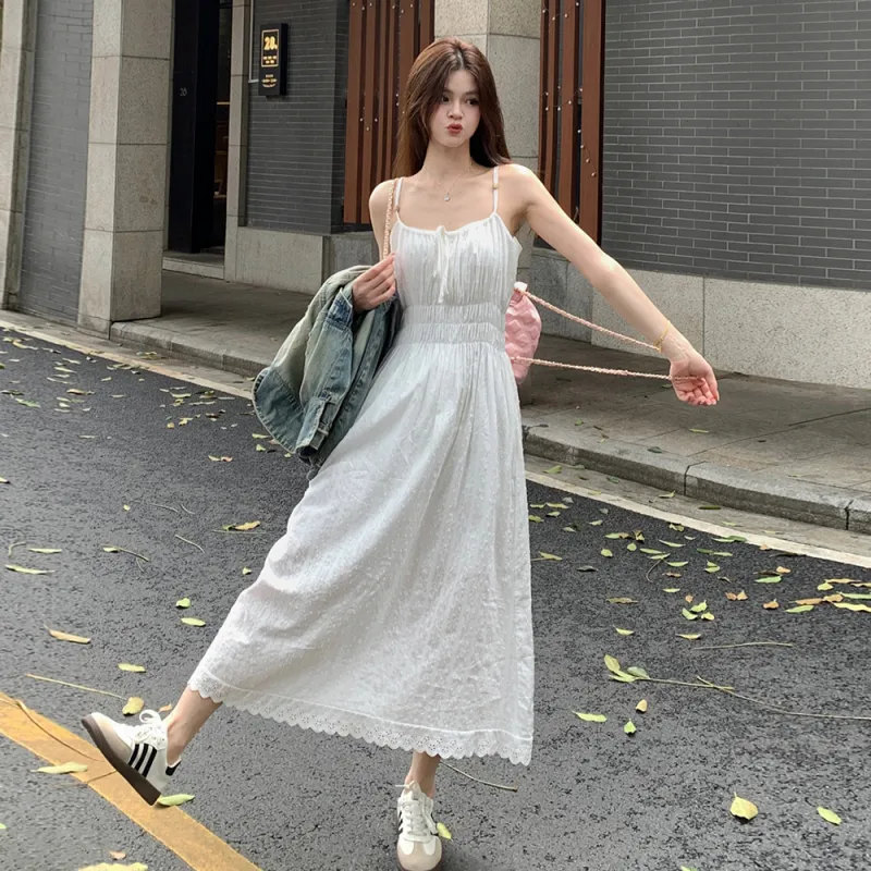 Mu Xiao Xin Slip Dresses Women's White-1